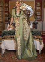 Tusser Silk Green Traditional Wear Printed Saree